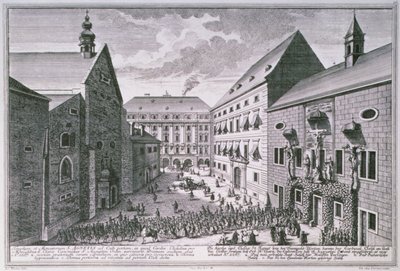 Ansicht der St. Agnes Kirche, Wien, graviert von Johann-August Corvinus (1683-1738) von Salomon after Kleiner